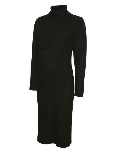 Mlsuniva June L/S Knit Midi Dress 2F Knälång Klänning Black Mamaliciou...