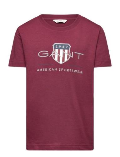 Archive Shield Ss T-Shirt Tops T-shirts Short-sleeved Burgundy GANT