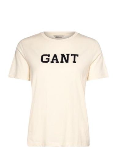 GANT Reg Velour Applique T-Shirt Kräm