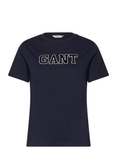 GANT Reg Velour Applique T-Shirt Marinblå