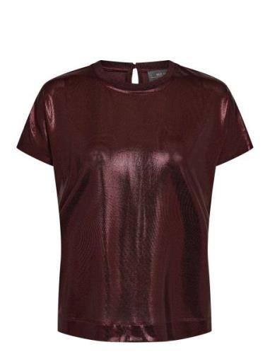 MOS MOSH Mmnivola O-Neck Metallic Tee Burgundy