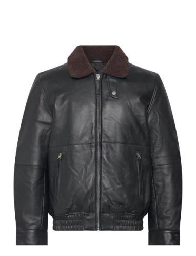 Les Deux Geo Leather Jacket Svart