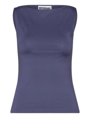 Weekday Boatneck Sleeveless Top Marinblå