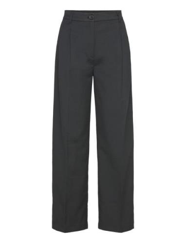 Monki High Waist Wide Leg Trousers Svart