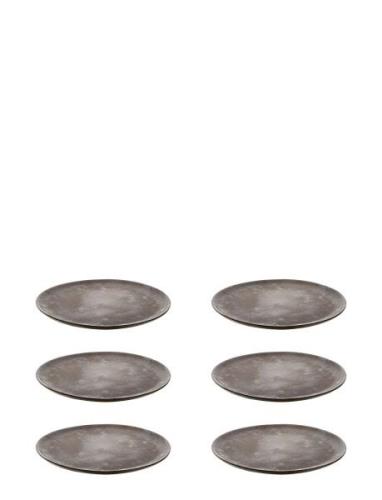 Aida Raw Nordic Brown - Dess. Plate Brown Spotted 6 Pcs 20 Cm. Brun