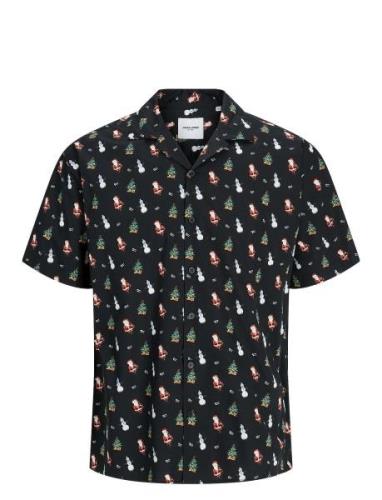 Jack & J S Jjxmas Aop Shirt Ss Svart