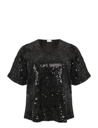 Kaffe Curve Kcnicoleen Sequin Blouse Svart