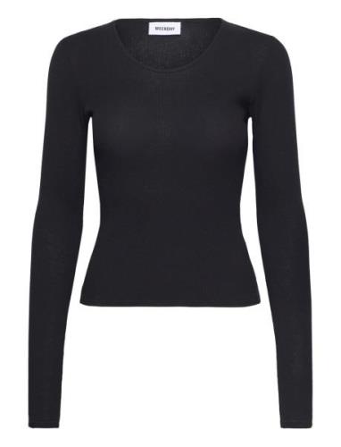 Weekday Sheer Rib Long Sleeve Top Svart