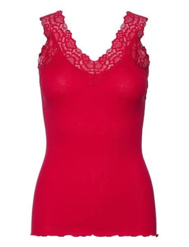 Rosemunde Organic Top W/ Lace Röd