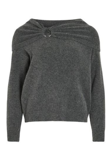 Vila Vikenya L/S Off Shoulder Knit Top/Ka Grå