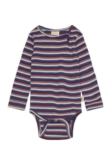 Petit Piao Body L/S Modal Multi Striped Marinblå