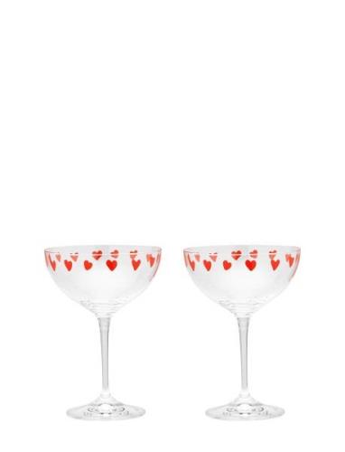 Anna + Nina Classic Love Champagne Glass Set Of 2 Röd