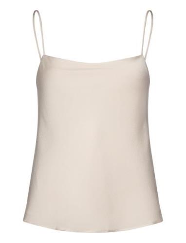 Mango Satin Top With Thin Straps Kräm