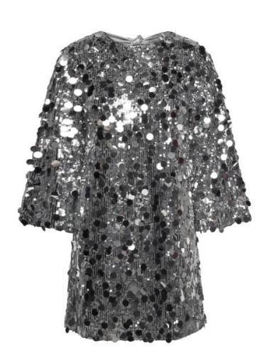 Bubbleroom Zandrea Sequin Bow Dress Silver